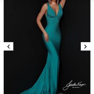 Johnathan Kayne Teal Prom Dress